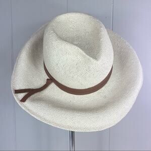 Vintage Kathy Jeanne Bone/Cream Straw Fedora Hat